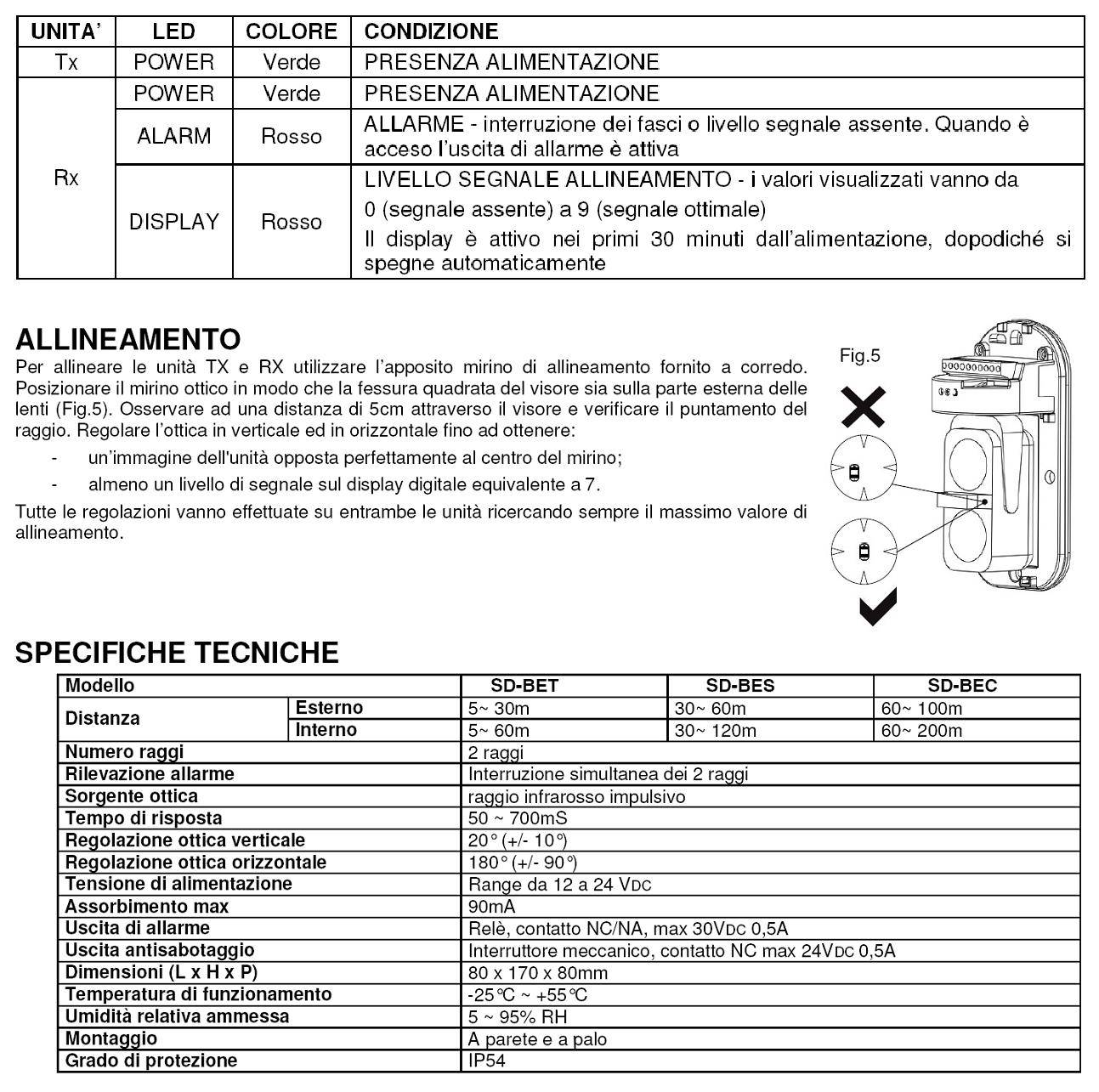 Barriera Infrarossi Attivi Doppio Fascio Orientabile Sensore Segnala Allarme Passaggio Intruso Protezione Lineare Port-2