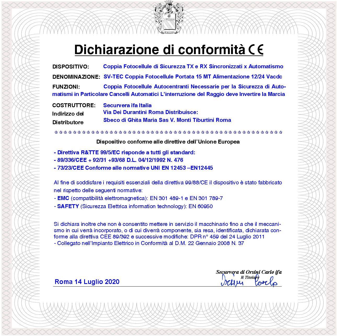 Fotocellule 2 Coppie Cellula130 Controllo Sicurezza Cancello Elettrico Automatico Portata 15 Metri Lineari Montaggio a-2