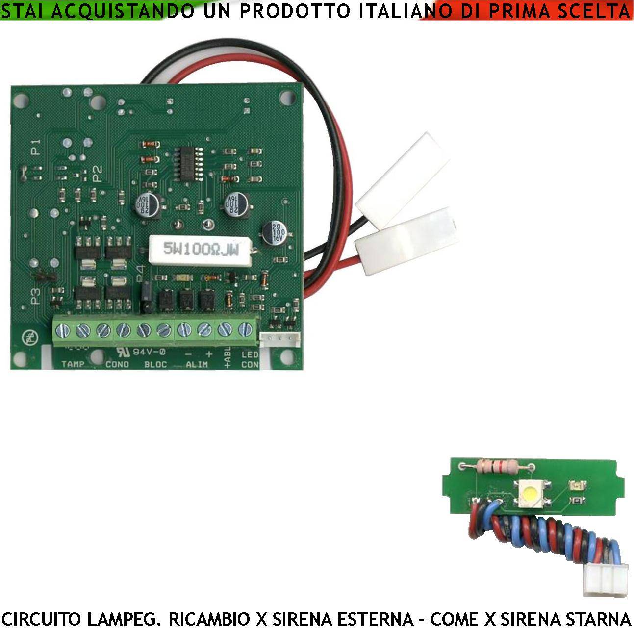 Amplificatore Ricambio Sirena Antifurto Scheda a Led Lampeggiatore per Starna Nota A/B 1724/2475 Hz 110 dB Allarme Cad-0