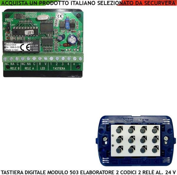 Tastiera Digitale Elettronica Interna Modulo 503 Kit Elaboratore Remoto Gestisce 2 Attivazioni Alimentazione 24 V Codi