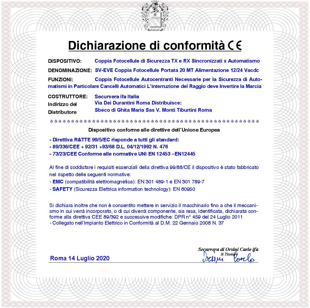 Fotocellule TX e RX Controllo e Sicurezza Automazione Cancello Elettrico Portata 20 Metri Lineari Montaggio a Parete O-2