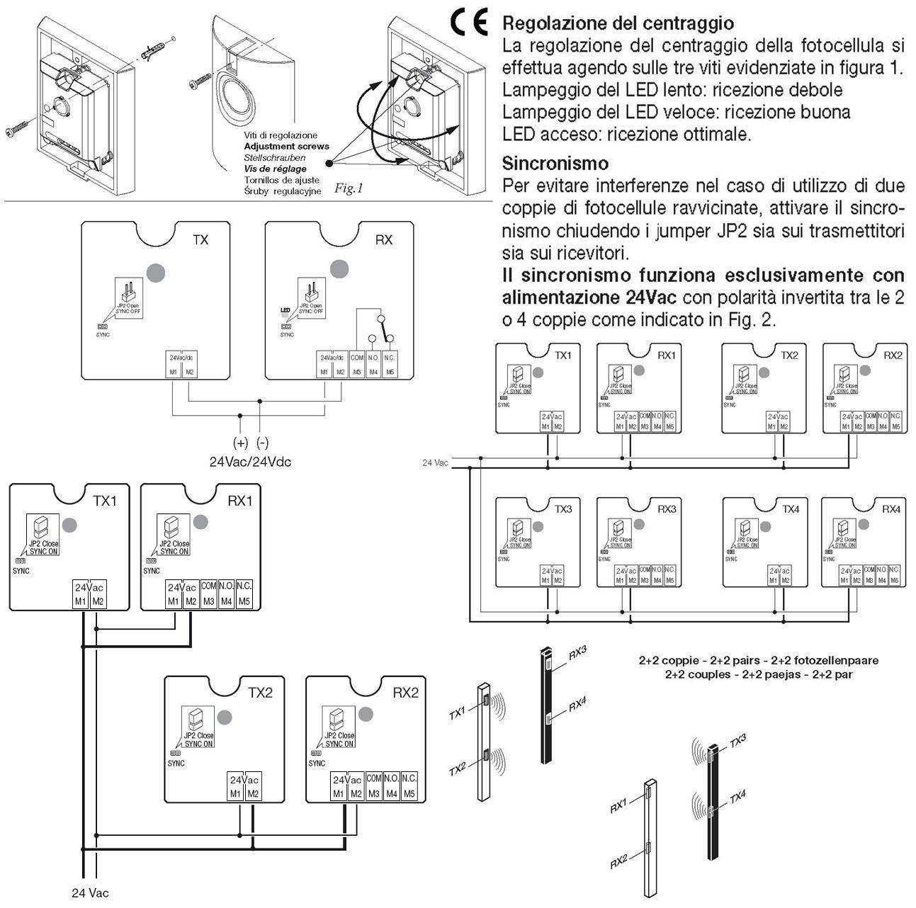 Fotocellule Una Coppia Portata 25 Metri Lineari Sicurezza Passaggio Automazione Cancello Elettrico Benincà Montaggio a-1