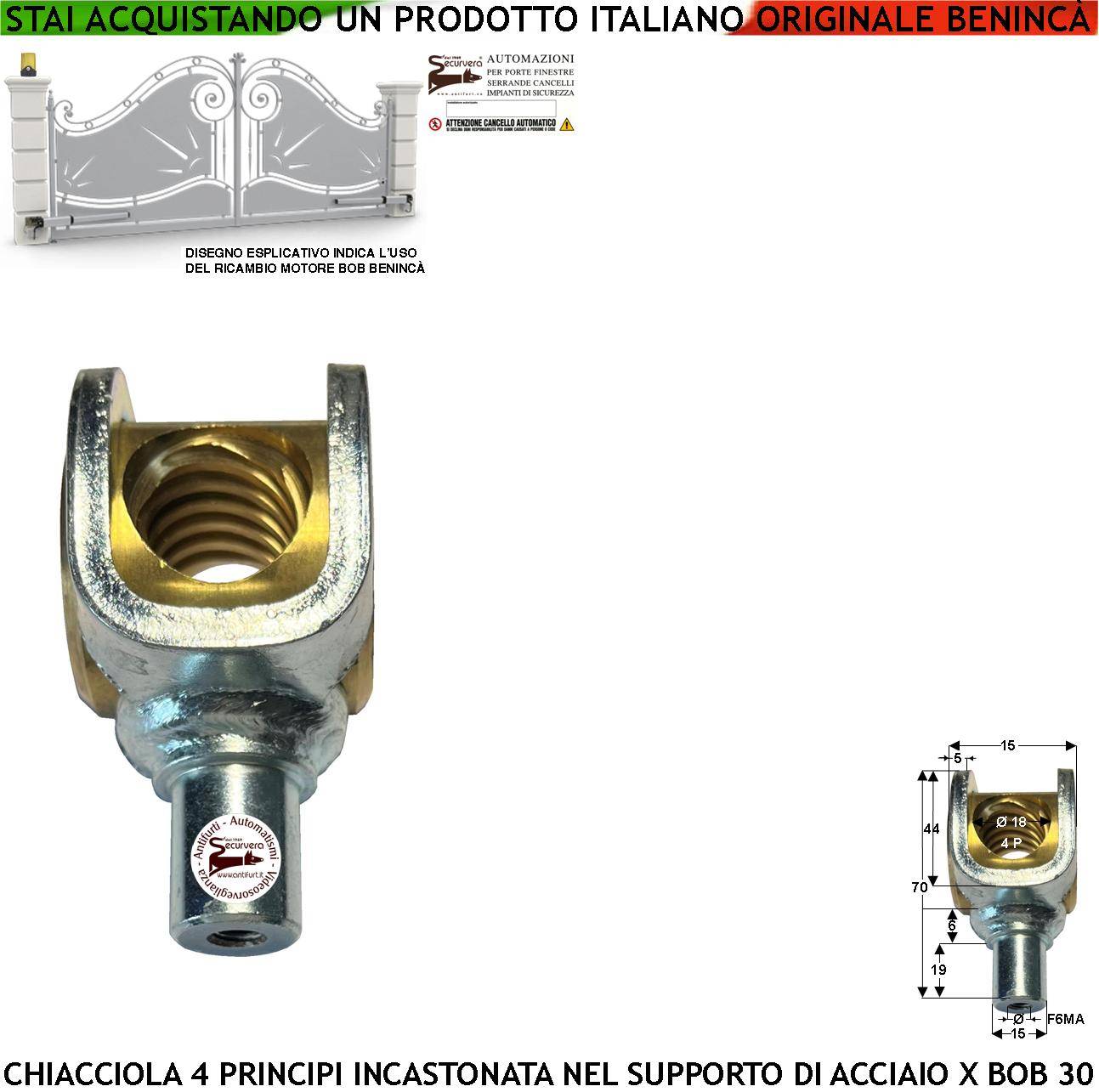 Chiocciola di Traino in Ottone Ricambio del BOB30 Motore Cancello a 4 Principi Incastonata Sulla Forcella di Acciaio Z-0