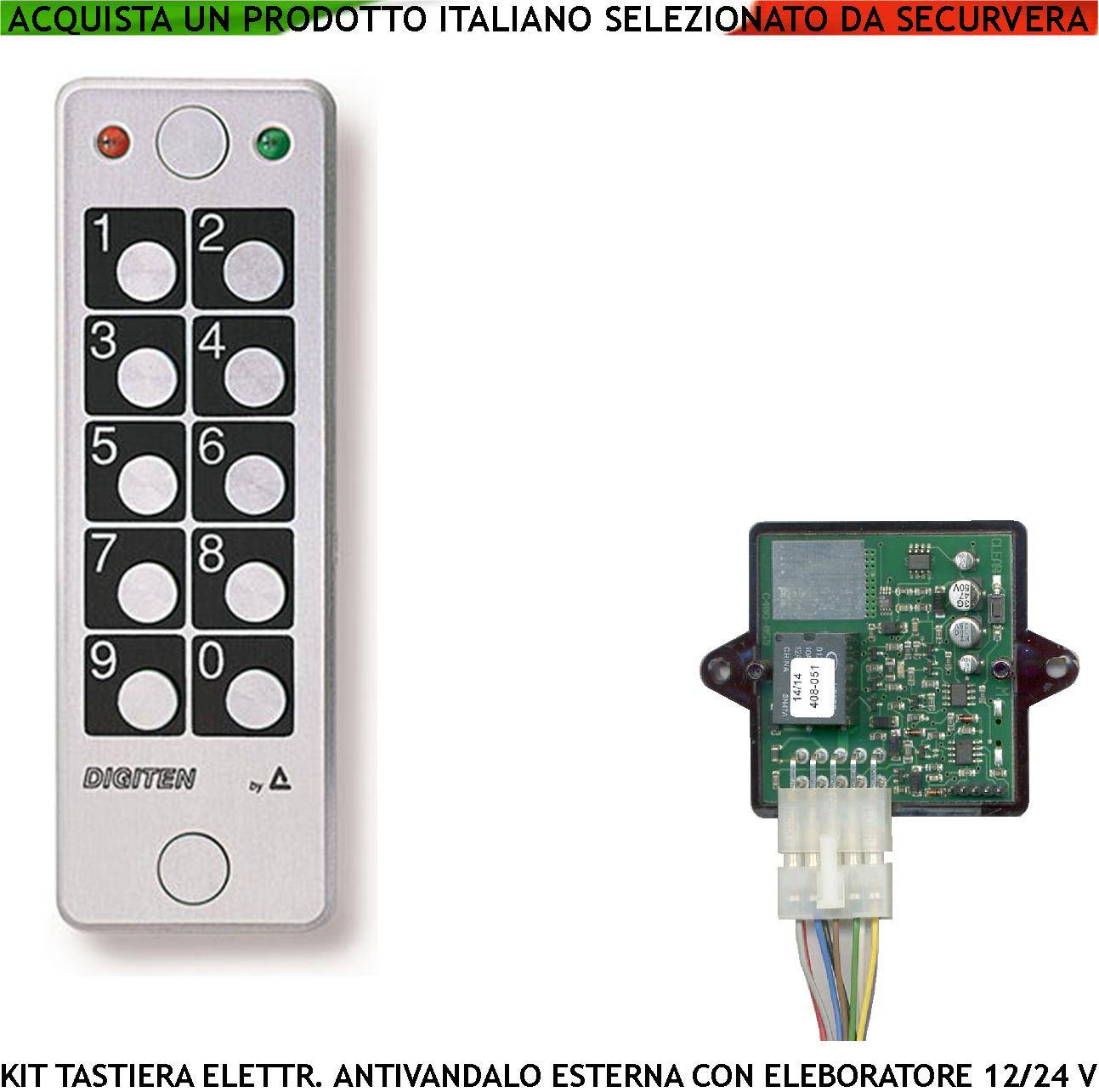 Tastiera Elettronica Esterna Antivandalo IP67 Con Elaboratore Remoto Gestisce 60 Utenti Alimentazione 12/24 V 2 Led 1-0