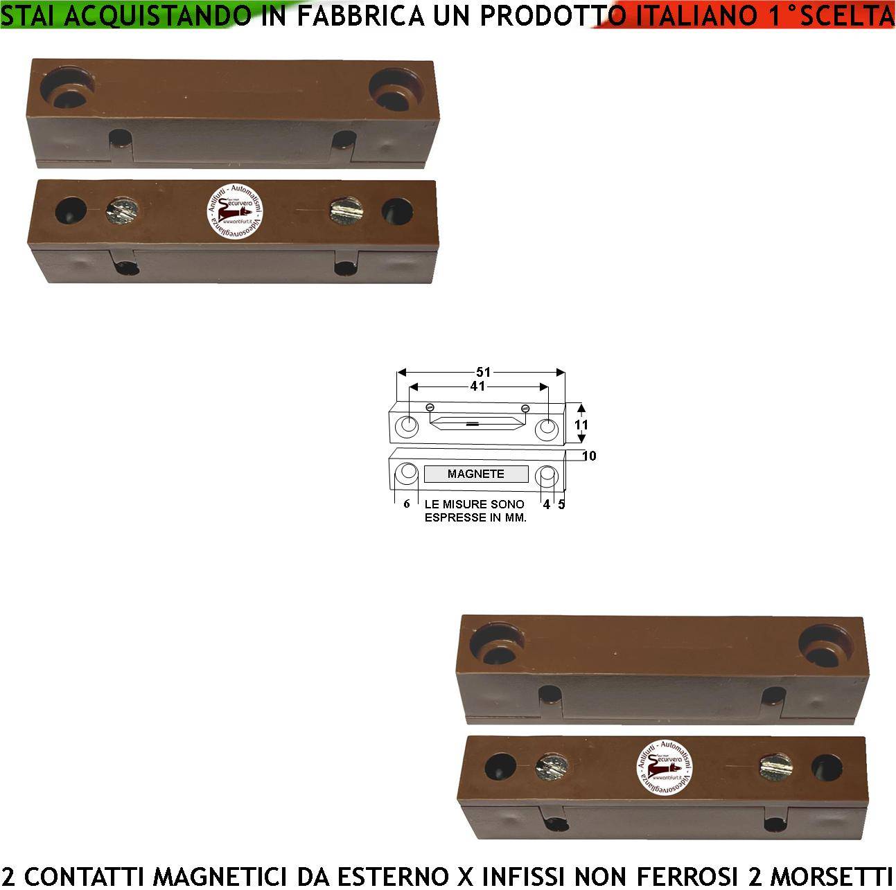 Contatto Magnetico da Esterno Due Pezzi Sensore Reed Uscita NC Antifurto Sensibilità Magnetica 13 mm Tensione Transito-0