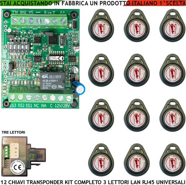 Chiave di Prossimità 3 Lettori su Modulo LAN Universale 501/503 RJ45 Dodici Chiavi TAG Trasponder Alimentazione 12/24