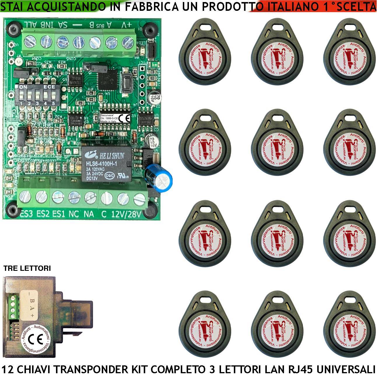 Chiave di Prossimità 3 Lettori su Modulo LAN Universale 501/503 RJ45 Dodici Chiavi TAG Trasponder Alimentazione 12/24-0