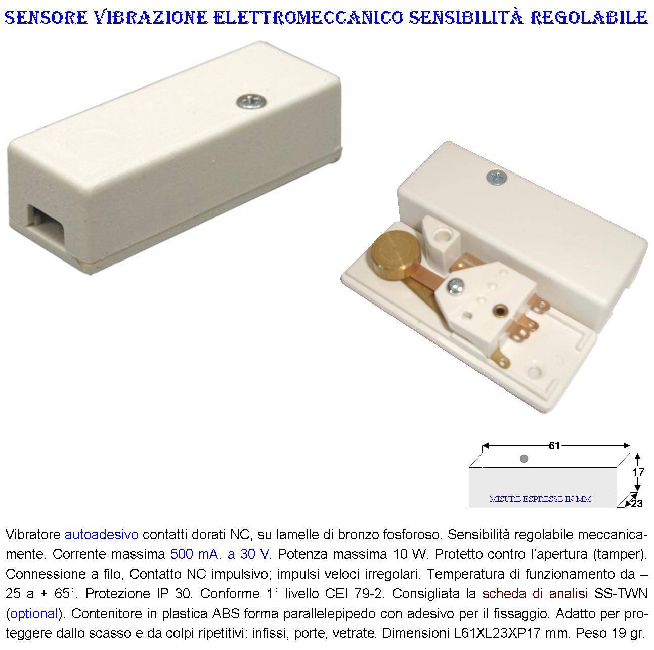 Sensore di Vibrazioni Continue 2 Pezzi Rileva lo Scasso Per Furto Via Filo su Inferriate Vetrate Regolazione del Marte-2