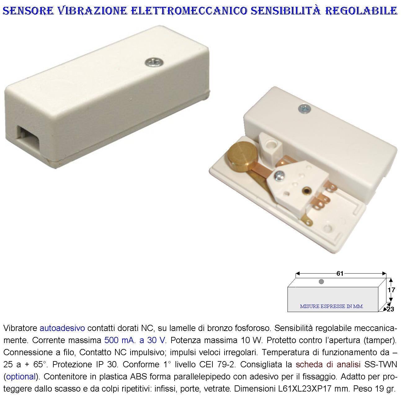 Sensore Adesivo Rileva lo Scasso le Vibrazioni Continue 3 Pezzi Via Filo Antifurto Inferriate Porte Vetrate Regolazion-2