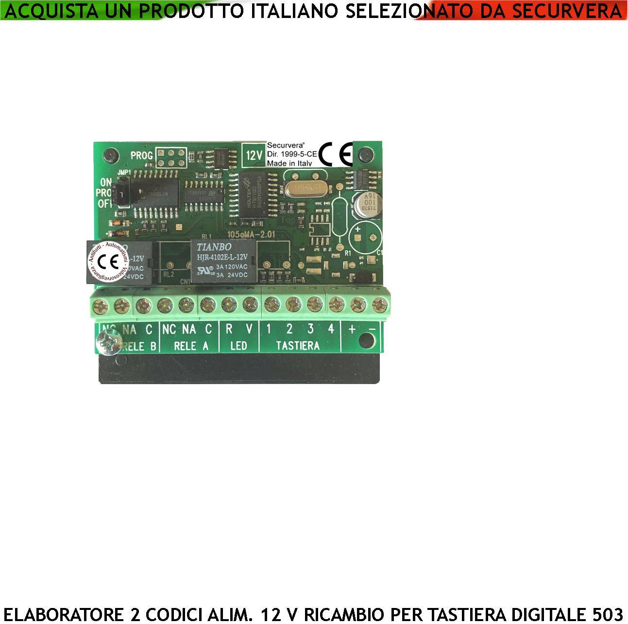 Scheda Elettronica Decodifica Ricambio per Tastiera SL-TKB Montaggio Interno 2 Led Multifunzioni Rosso Verde Alimentaz-0