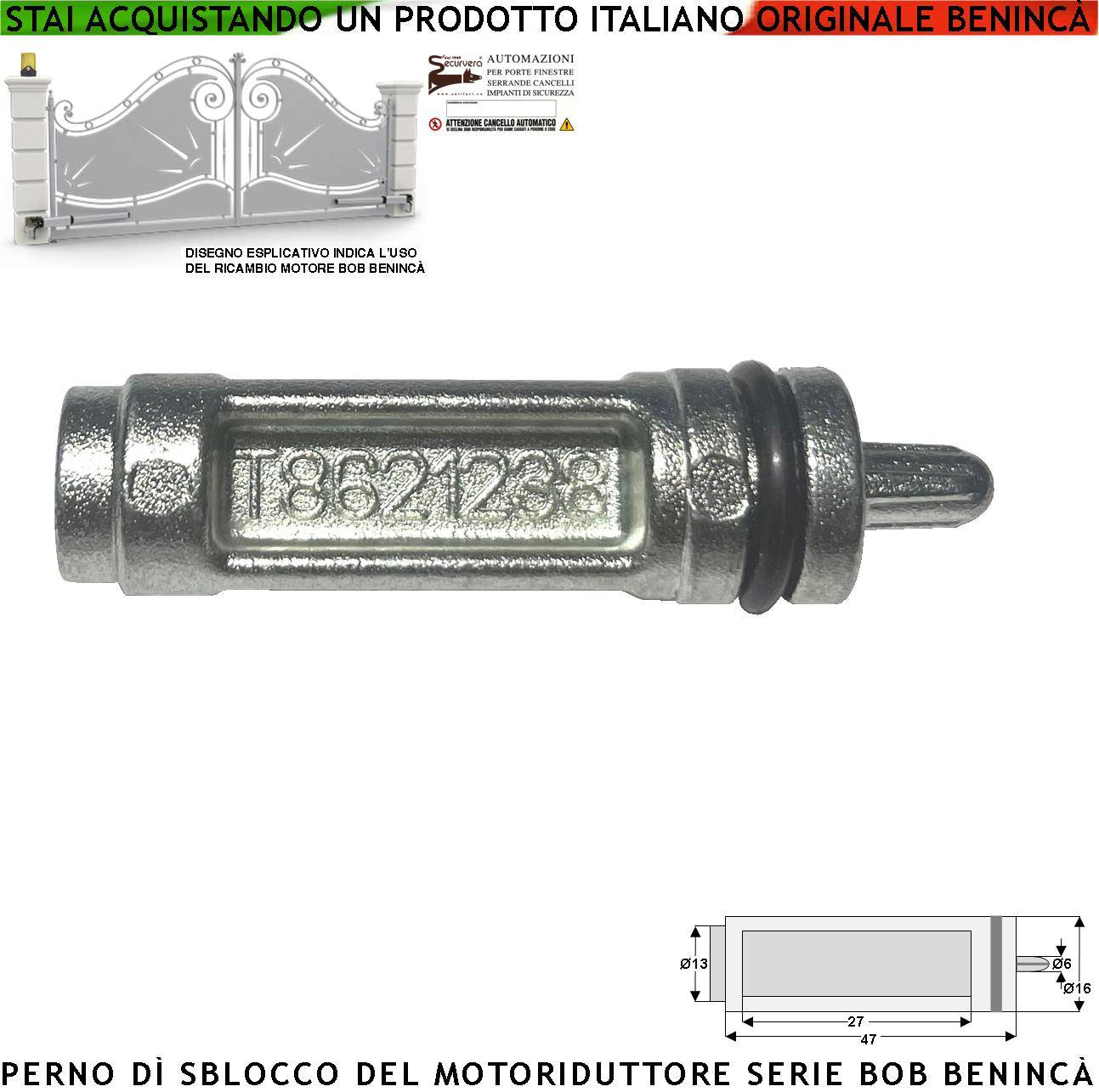 Barilotto Inserito Nel Motore BOB della Benincà Tramite Leva Sblocca in Emergenza Libera il Cancello in Mancanza di R-0