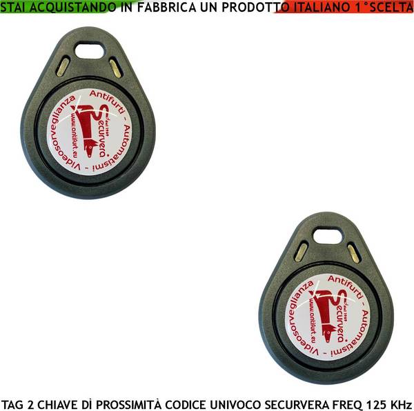 Trasponder di Prossimità Due Chiavi Alta Sicurezza Codice di Base Securvera Univoco EM-4100 Frequenza di Lavoro 125 KH