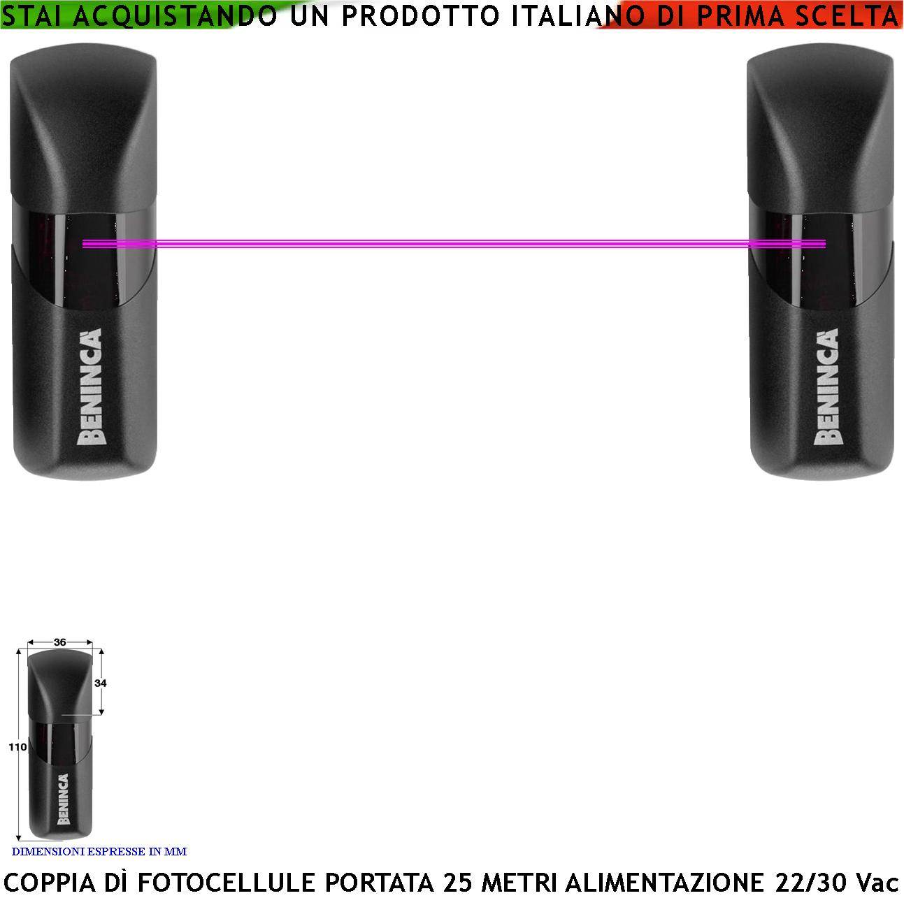 Fotocellule Una Coppia Pupilla Portata 25 Metri Lineari Sicurezza Passaggio Automazione Cancello Elettrico Benincà Mon-0