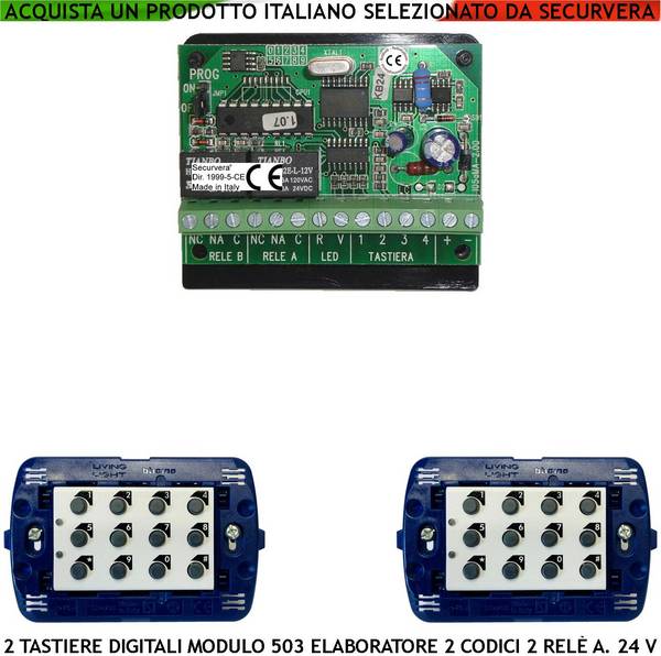 Tastiere da Incasso 2 Pezzi Elettronica Per Modulo 503 Un Elaboratore Remoto Gestisce 2 Attivazioni Antifurto Tensione
