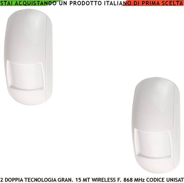 Doppia Tecnologia 2 Pezzi Sensore Movimento look down Grandangolo da Interno Copertura 15 MT Antifurto Radio Fr. 868MH