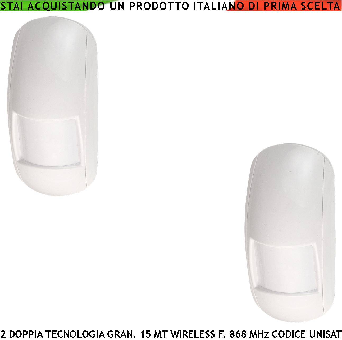 Doppia Tecnologia 2 Pezzi Sensore Movimento look down Grandangolo da Interno Copertura 15 MT Antifurto Radio Fr. 868MH-0