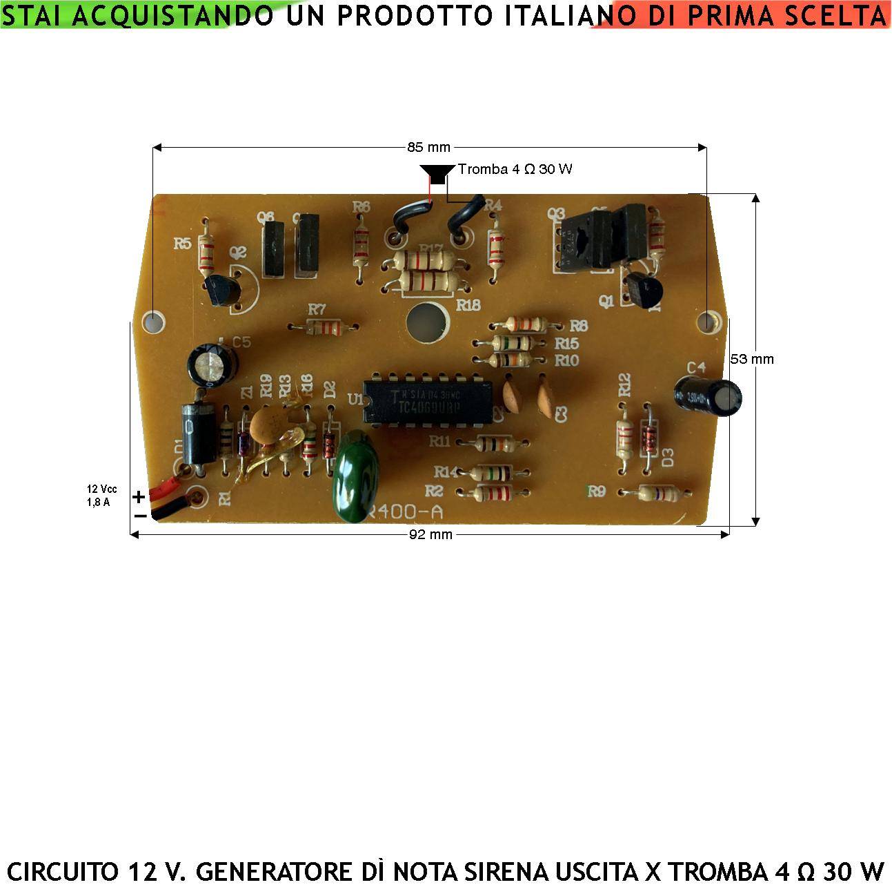 Ricambio Sirena Elettronica Generatore Melodia Sonora Bitonale Frequenza A/B 1500/4000 Hz Uscita per Tromba Magnetodin-0