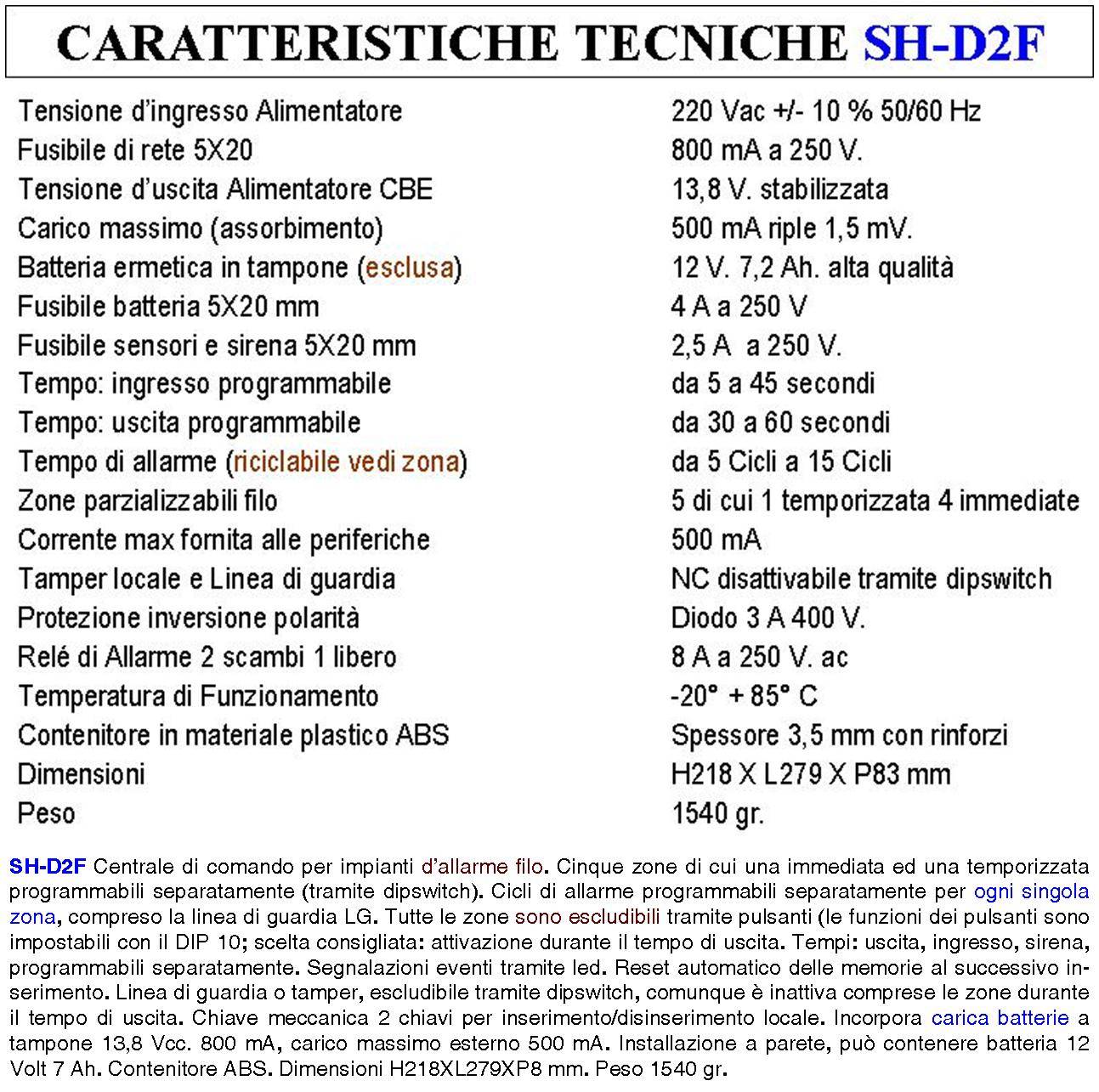 Centrale Antifurto Diana 5 Zone Batteria 12 V 7 Ah 2 Chiavi Meccaniche per Impianto di Allarme Filare. Gestisce Sensor-2