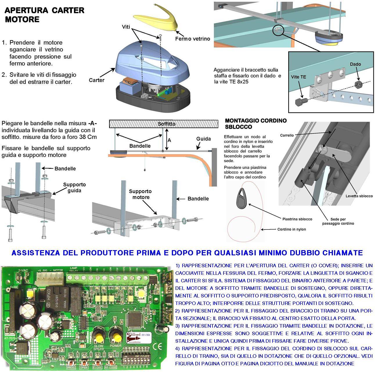 Kit Motore 220/24 V da Soffitto x Cler Porta Basculante 70 Kg Automatica Archetto Fotocellule 3 Radiocomandi Faro Ante-2