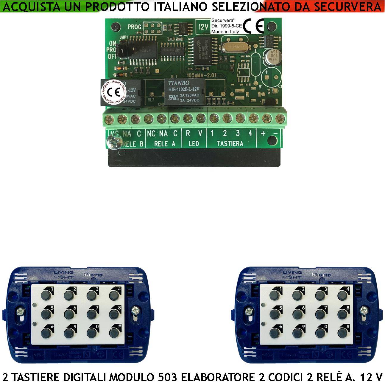Tastiere Interne 2 Pezzi Digitali Per Modulo 503 Un Elaboratore Remoto Gestisce 2 Attivazioni Antifurto Alimentazione-0