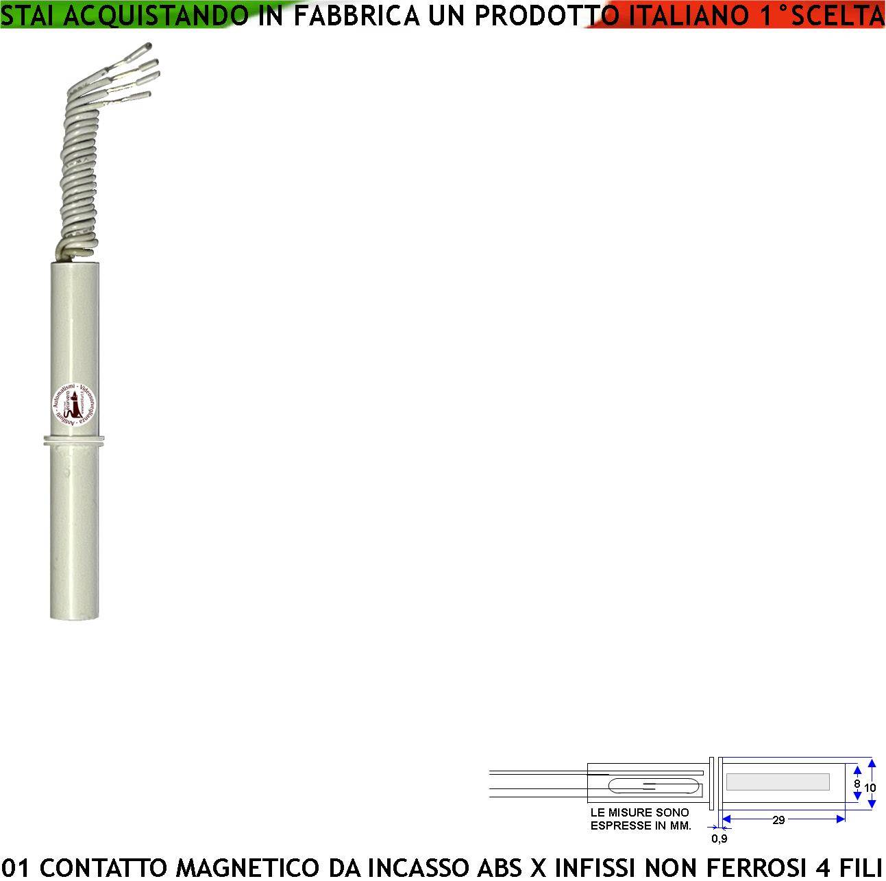 Contatto Magnetico ABS Forma Cilindrica da Incasso Sensore Magnetico 8 mm Reed Uscita NC Collegamento 4 Fili Tensione-0
