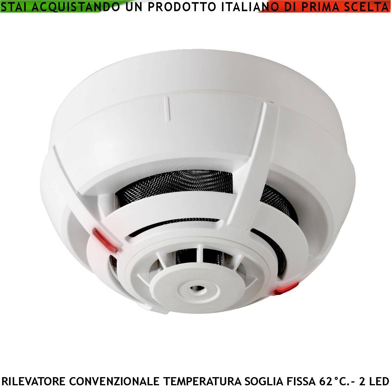 SENSORE TEMPERATURA SOGLIA FISSA 62° C IMPIANTO ANTINCENDIO CONVENZIONALE RILEVATORE TERMOVELOCIMETRICO LOOP USCITA LE-0