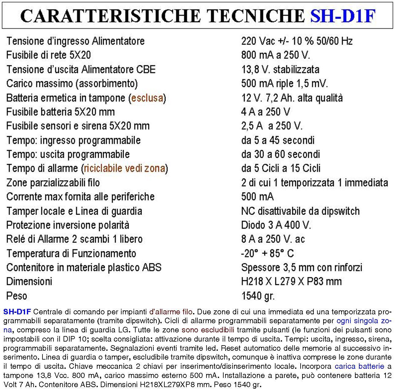 Centrale Diana Antifurto 2 Zone Batteria 12 V 7 Ah per Impianto di Allarme Filo. 2 Chiavi Meccaniche Gestisce Sensori-2
