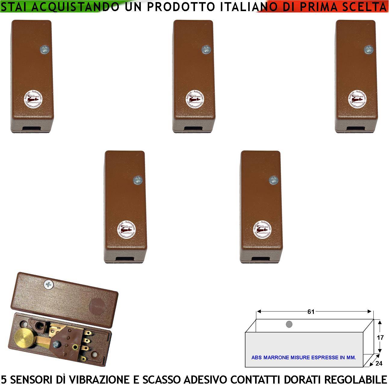 Sensore di Scasso Rileva le Vibrazioni Continue 5 Pezzi Per Antifurto Via Filo Di Inferriate Porte Vetrate Con Martell-0