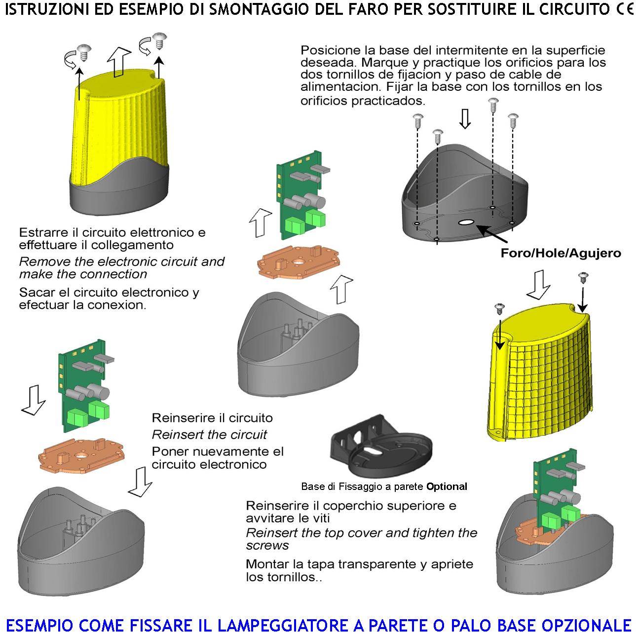 Lampeggiante Oppure Programmato Luce Fissa Con 12 Led 4 File da 3 Led a Croce Intermittenza 60 Cicli al Minuto Aliment-2