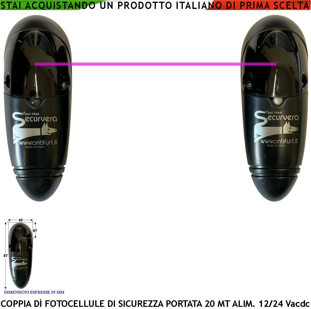 Fotocellule TX e RX Sicurezza e Controllo Cancello Elettrico Automatico Portata 20 Metri Lineari Montaggio a Parete Op-0