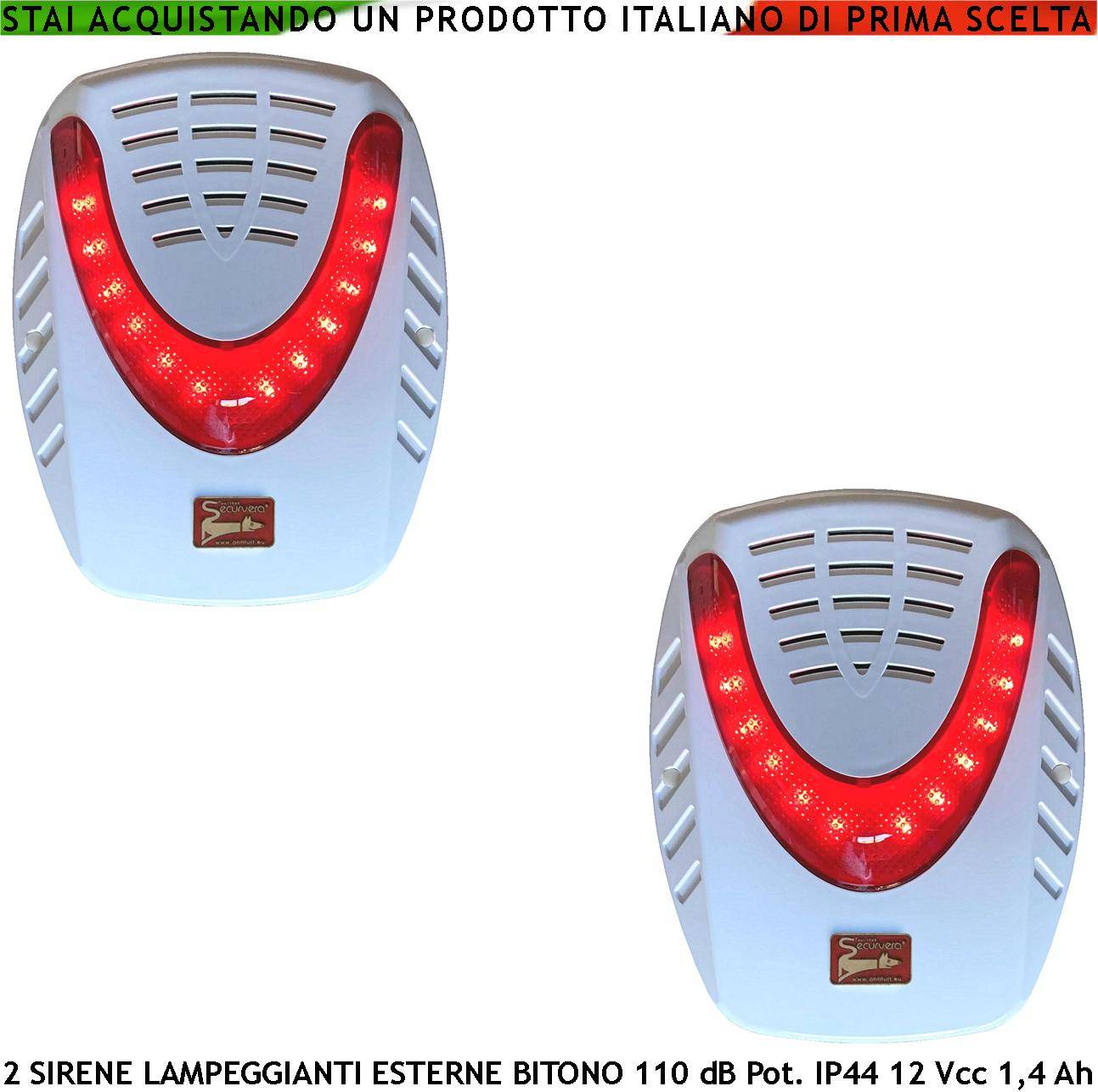 Sirena Lampeggiante a Led Da Esterno 2 Pezzi Per Antifurto Binota Frequenza A/B 1724/2475 Hz 115 dB Comando Di Allarme-0