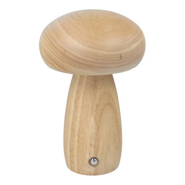 Lampada da notte a forma di fungo LED 1800 mAh per comodino, cassettiera o scrivania color legno