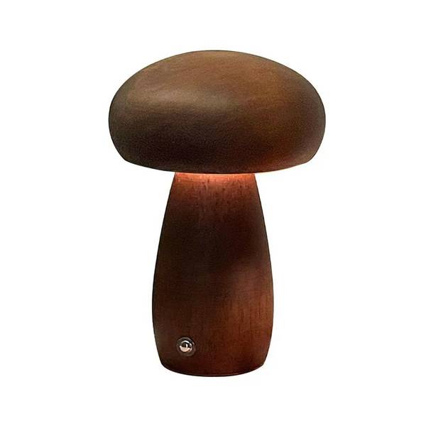 Lampada da notte a forma di fungo LED 1800 mAh per comodino, cassettiera o scrivania marrone