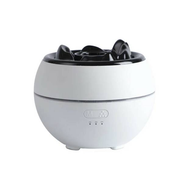 Umidificatore/diffusore per aromaterapia con fiamma colorata, 7 colori LED con porta USB bianca