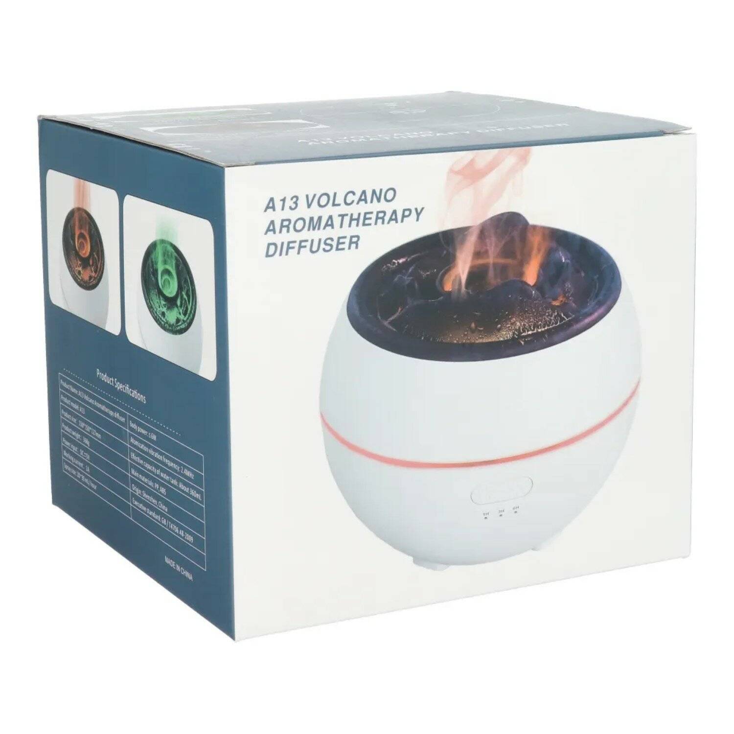 Umidificatore/diffusore per aromaterapia con fiamma colorata, 7 colori LED con porta USB bianca-2