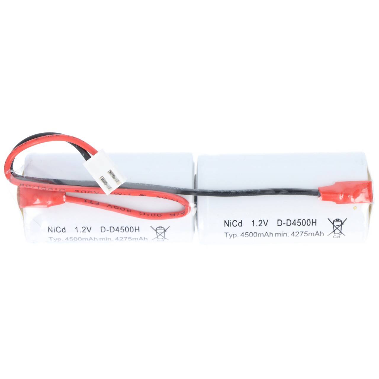 Batteria luce di emergenza NiCd 2.4V 4500mAh L1x2 Mono D con spina JST VHR-2-0