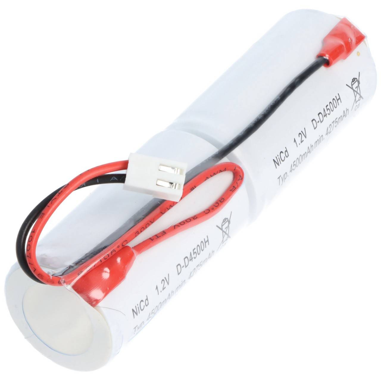 Batteria luce di emergenza NiCd 2.4V 4500mAh L1x2 Mono D con spina JST VHR-2-2