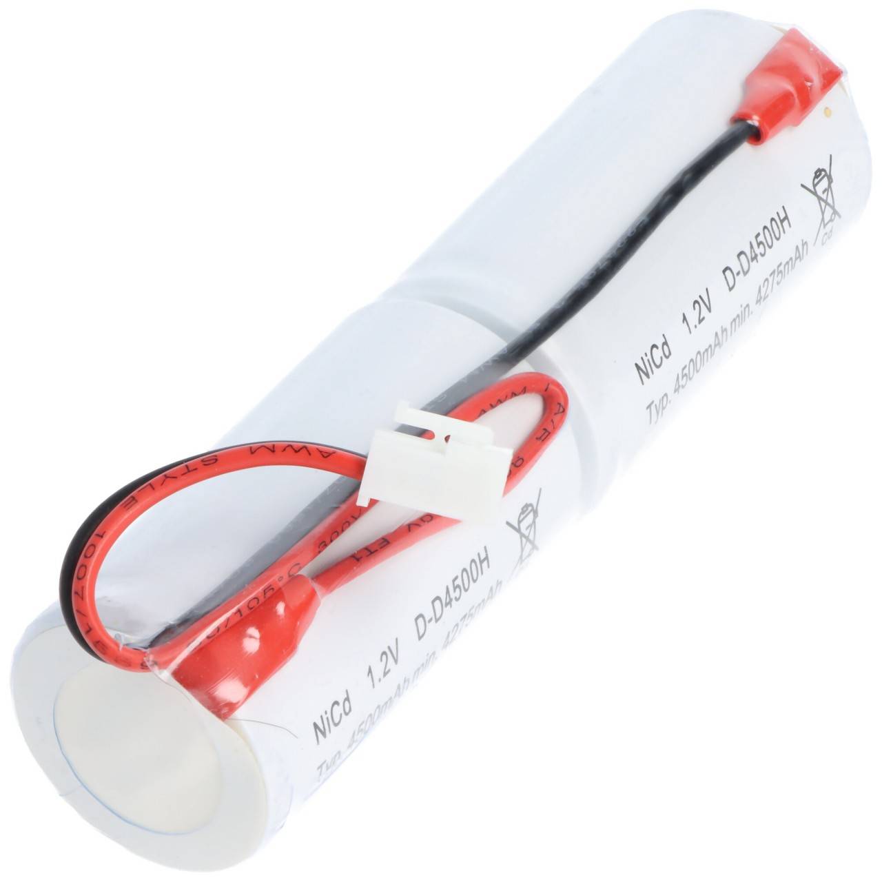 Batteria luce di emergenza NiCd 2.4V 4500mAh L1x2 Mono D con spina JST VHR-2-3