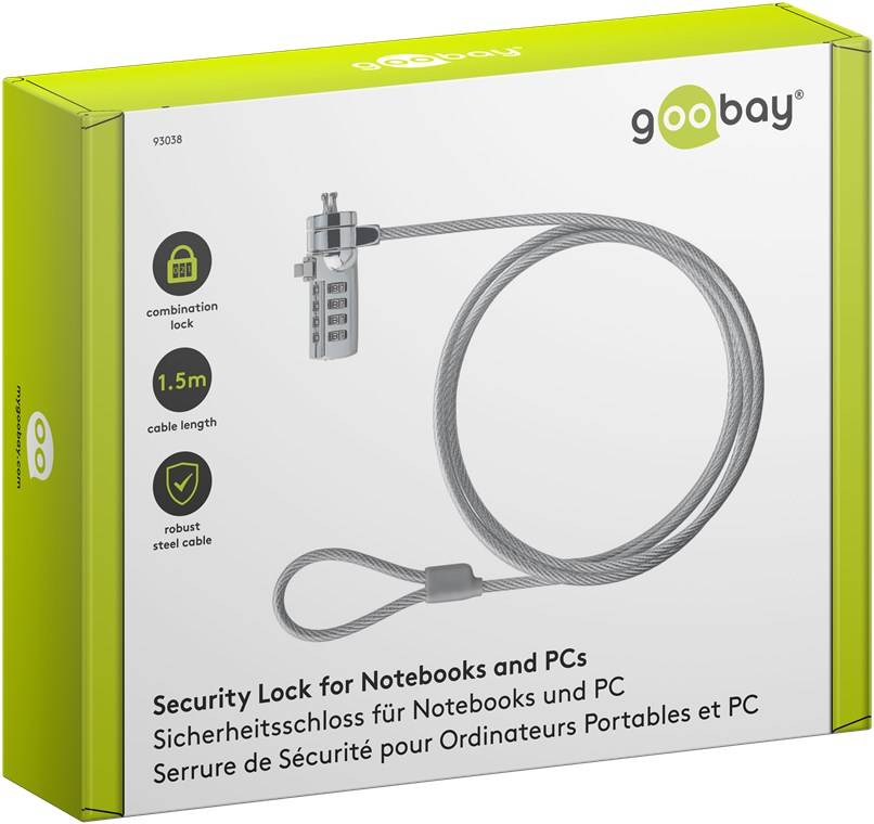 Goobay 93038 cavo di sicurezza Grigio 1,5 m IQ-LOK-09-K-5