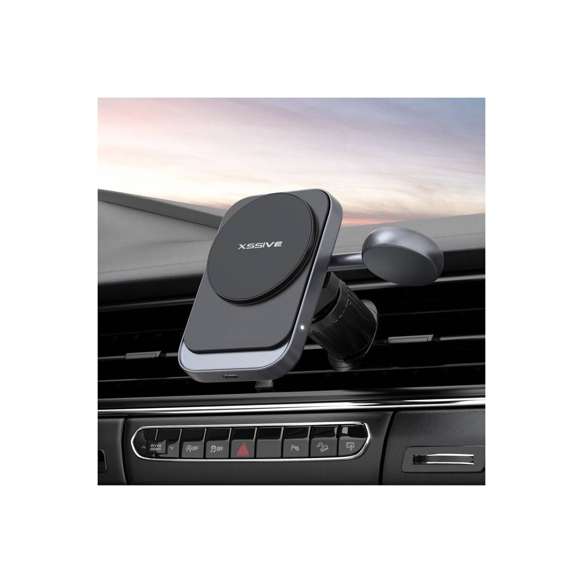Stazione di ricarica wireless magnetica per auto 2 in 1 con supporto-2