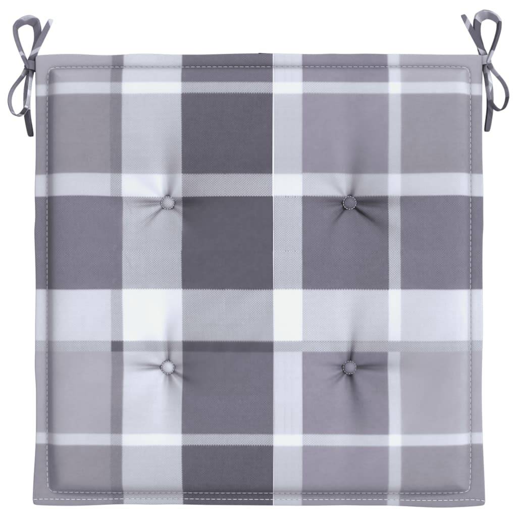 Cuscini per Sedia 4 pz a Quadri Grigi 50x50x3 cm Tessuto Oxford-1