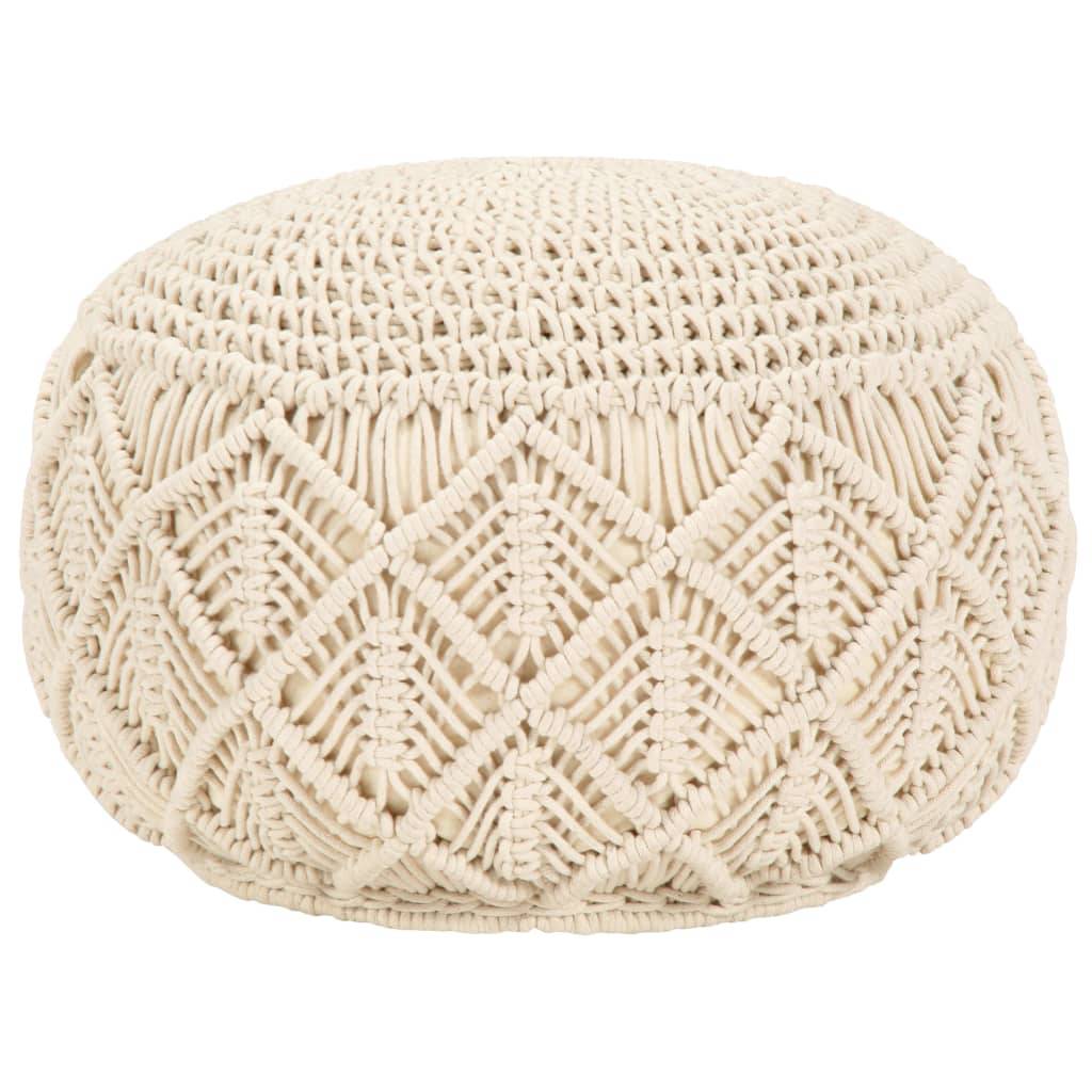 Pouf Lavorato a Mano in Macramé 45x30 cm in Cotone