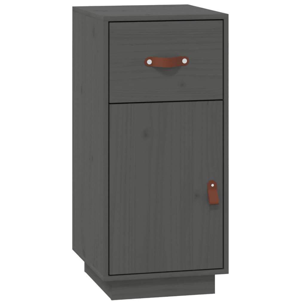 Credenza Grigia 34x40x75 cm in Legno Massello di Pino-0