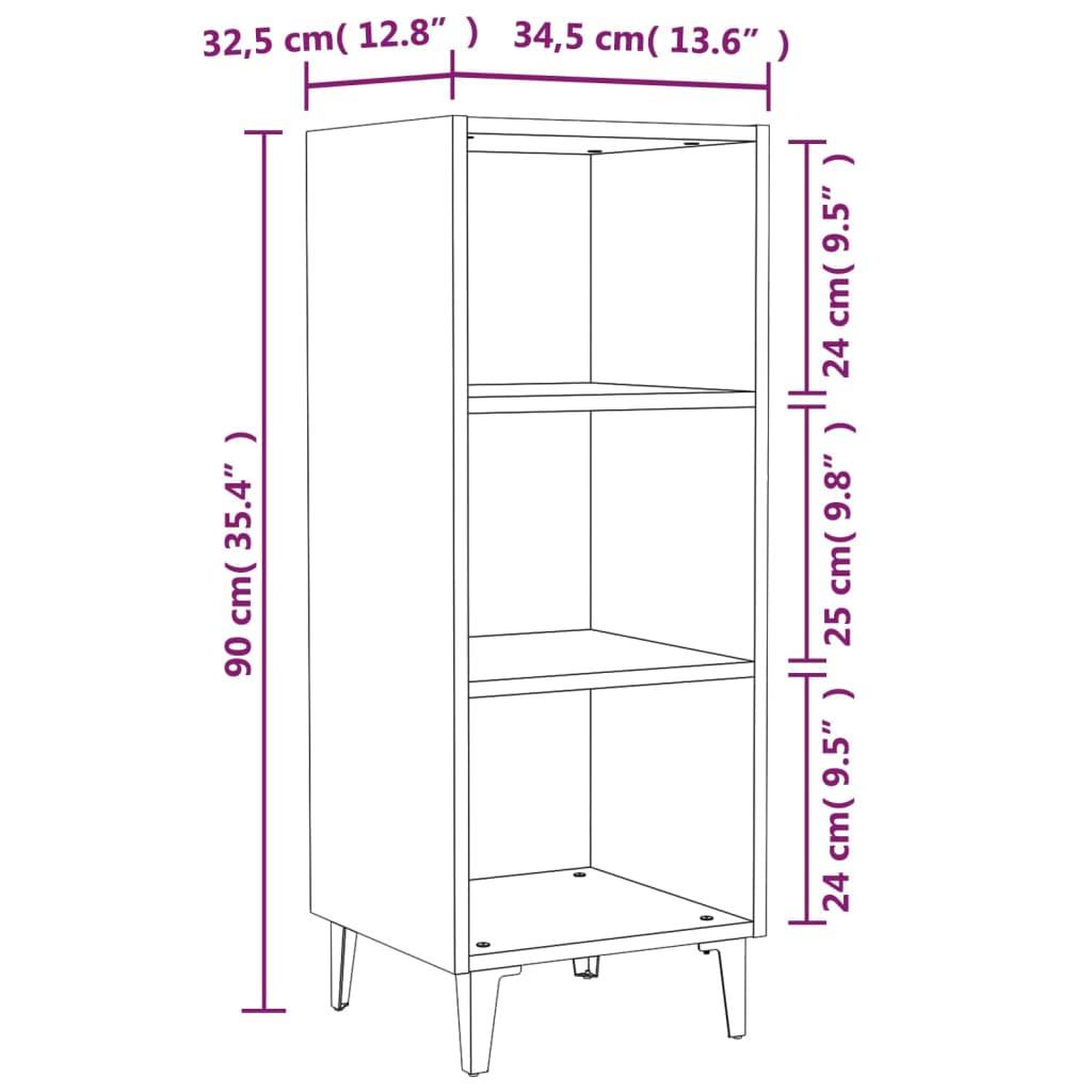 Credenza Rovere Marrone 34,5x32,5x90 cm in Legno Multistrato-3