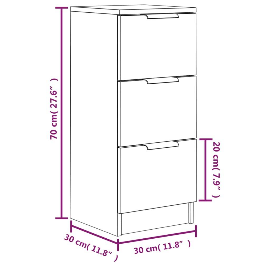 Credenza Bianca 30x30x70 cm in Legno Multistrato-3