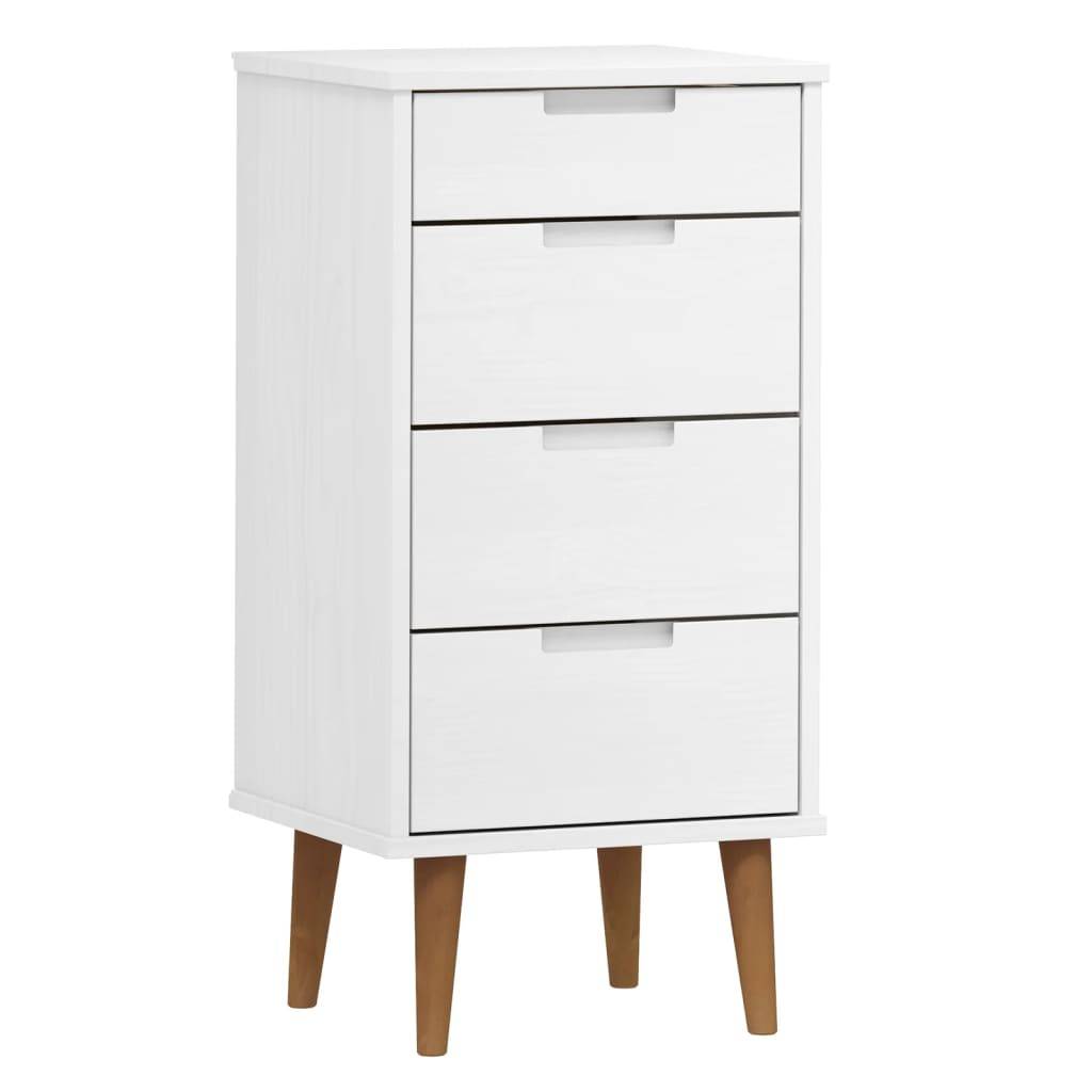 Cassettiera MOLDE Bianca 40x35x82 cm in Legno Massello di Pino-0