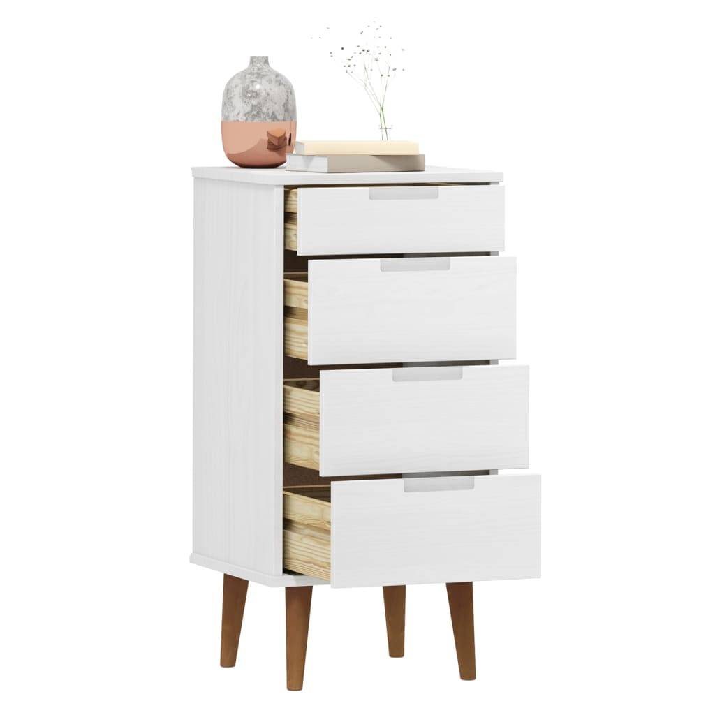 Cassettiera MOLDE Bianca 40x35x82 cm in Legno Massello di Pino-2