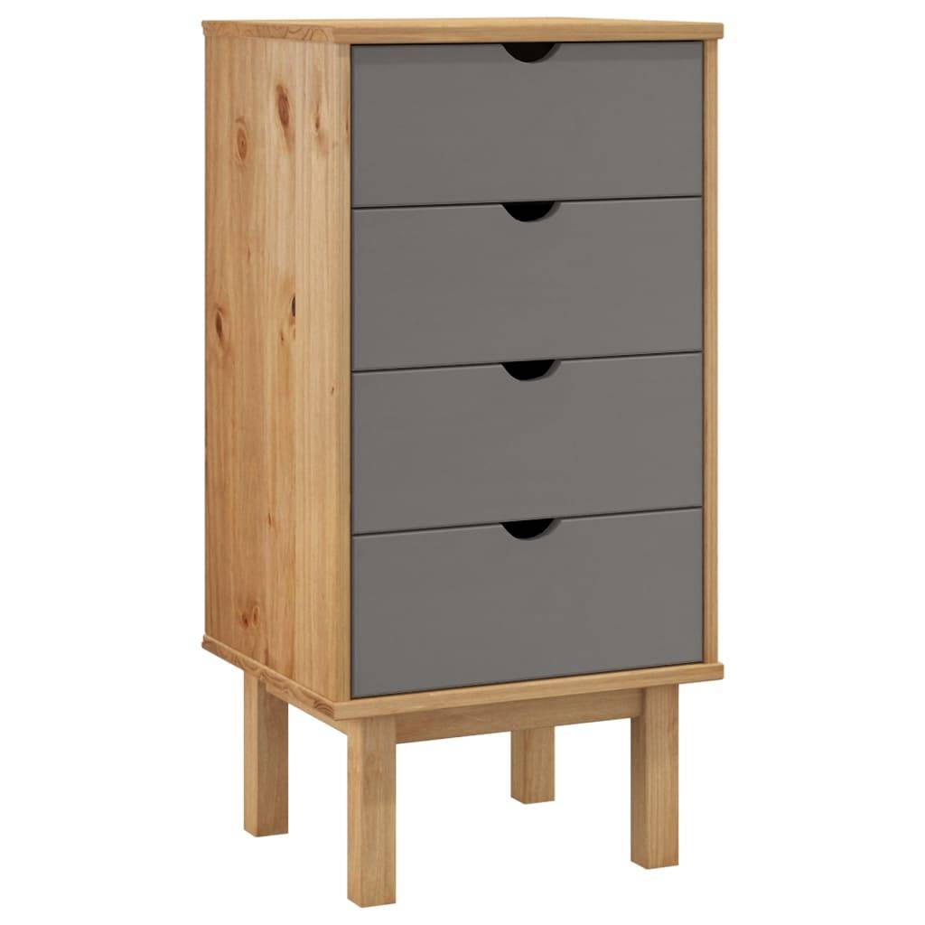 Cassettiera OTTA Marrone e Grigio 45x39x90 cm in Legno di Pino-0