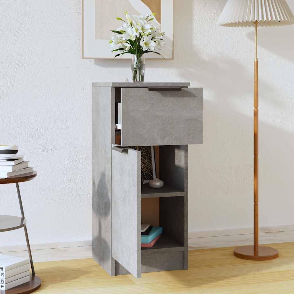 Credenza Grigio Cemento 30x30x70 cm in Legno Multistrato-2