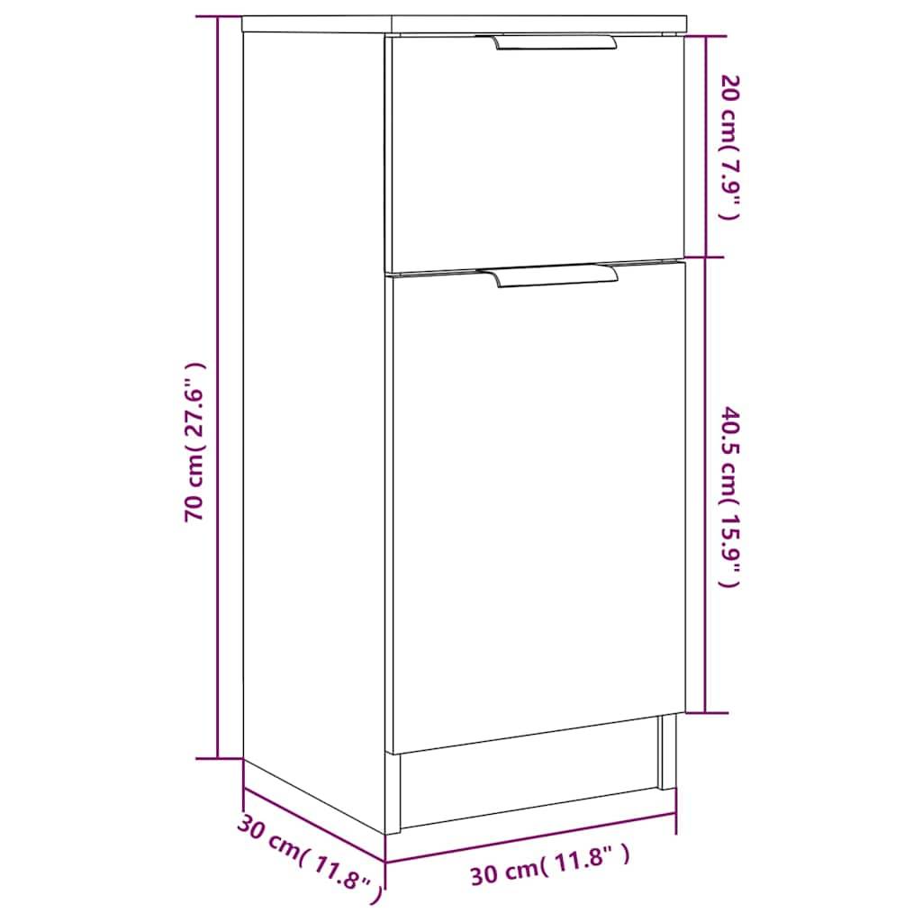 Credenza Grigio Cemento 30x30x70 cm in Legno Multistrato-3